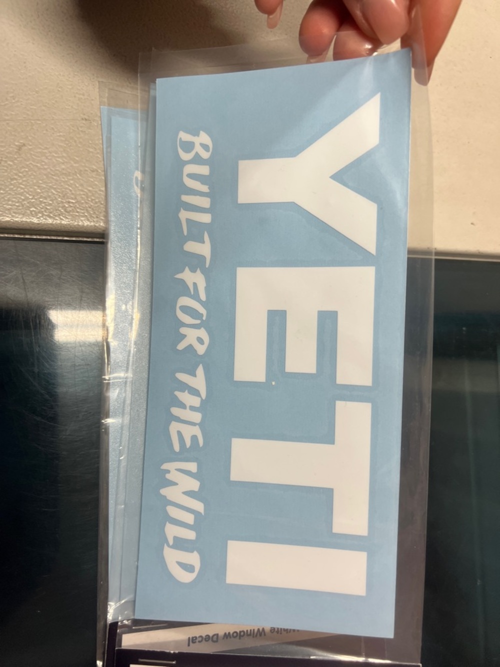 Yeti Sticker Decal in Light Blue and White